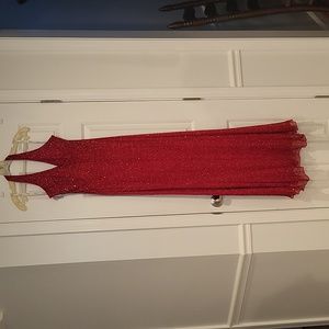 Tiffany Designs Prom Dress, Size 10, Red sequins,  halter style, mermaid style,